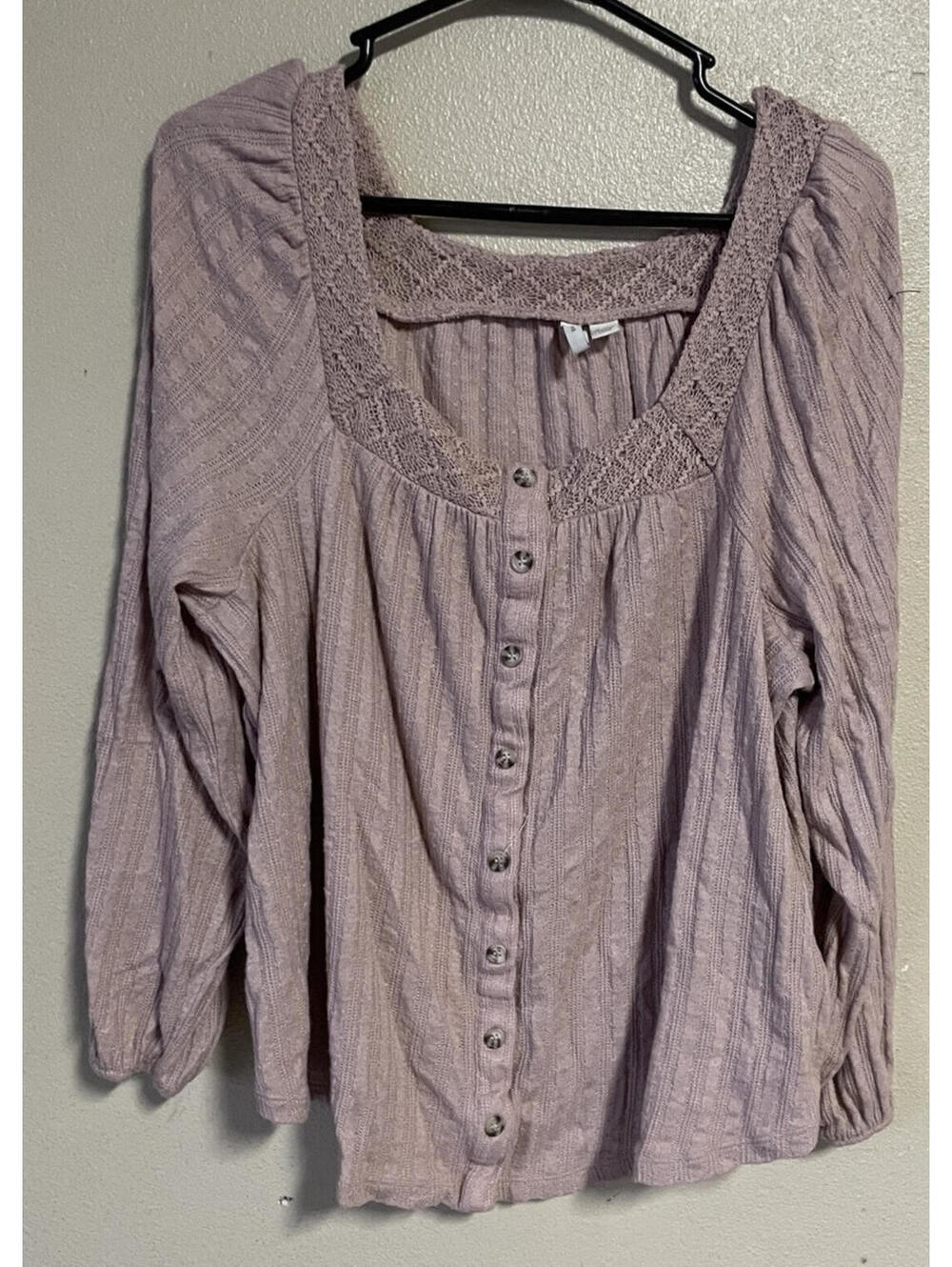 Cato Plus Blouse 1x 18/20 Long Sleeve Button Pink Mauve